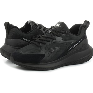Czarne buty sportowe Lacoste sznurowane w sportowym stylu