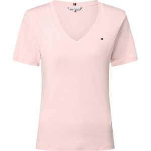Różowy t-shirt Tommy Hilfiger z krótkim rękawem z tkaniny w stylu casual