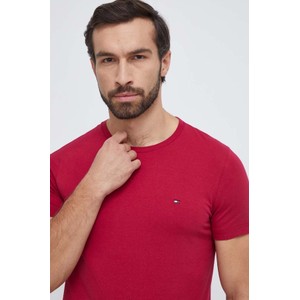 Czerwony t-shirt Tommy Hilfiger z bawełny z krótkim rękawem