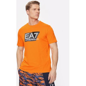 Pomarańczowy t-shirt Emporio Armani z krótkim rękawem w młodzieżowym stylu