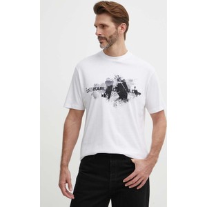 T-shirt Karl Lagerfeld z krótkim rękawem z bawełny w młodzieżowym stylu