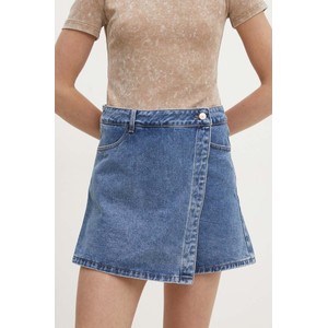 Granatowa spódnica Answear Lab mini z jeansu