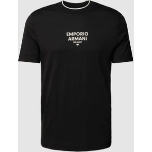 Czarny t-shirt Emporio Armani z bawełny z nadrukiem z krótkim rękawem