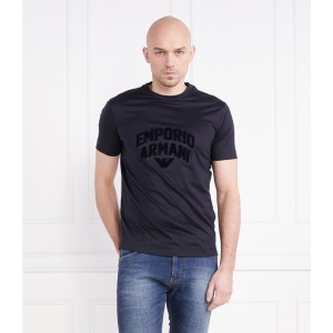 Czarny t-shirt Emporio Armani z bawełny w młodzieżowym stylu z krótkim rękawem