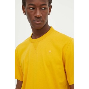 Żółty t-shirt G-Star Raw z krótkim rękawem w stylu casual z bawełny