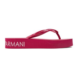 Czerwone klapki Emporio Armani w stylu casual z płaską podeszwą