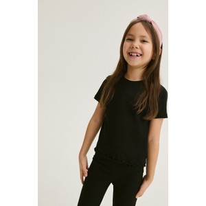 Czarna bluzka dziecięca Reserved z krótkim rękawem dla dziewczynek