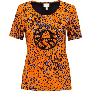 Pomarańczowy t-shirt Sportalm z bawełny z okrągłym dekoltem