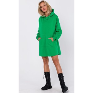 Zielona sukienka MOE mini w stylu casual z bawełny