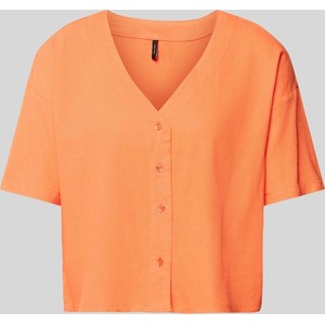 Pomarańczowy t-shirt Vero Moda z dekoltem w kształcie litery v