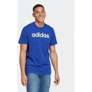 Niebieski t-shirt Adidas z krótkim rękawem w sportowym stylu z dżerseju