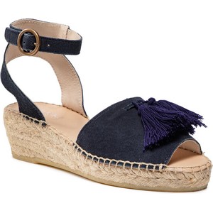 Granatowe sandały Badura w stylu casual z klamrami na koturnie