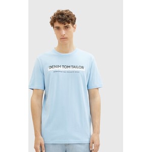 Niebieski t-shirt Tom Tailor Denim w młodzieżowym stylu