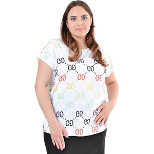 T-shirt Fokus z nadrukiem w młodzieżowym stylu z okrągłym dekoltem