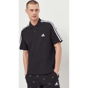 Czarny t-shirt Adidas w sportowym stylu z bawełny z krótkim rękawem