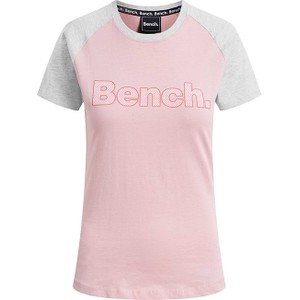 Różowy t-shirt Bench z bawełny z okrągłym dekoltem