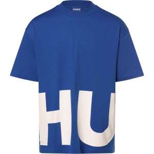Niebieski t-shirt Hugo Blue z bawełny w młodzieżowym stylu z nadrukiem