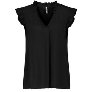 Czarna bluzka SUBLEVEL w stylu casual z krótkim rękawem z dekoltem w kształcie litery v