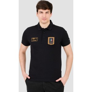 Czarna koszulka polo Aeronautica Militare w młodzieżowym stylu