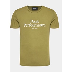 Zielony t-shirt Peak performance w młodzieżowym stylu z krótkim rękawem