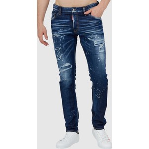Granatowe jeansy Dsquared2 w street stylu
