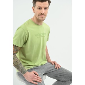 Zielony t-shirt Volcano z krótkim rękawem w młodzieżowym stylu