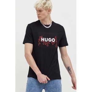 Czarny t-shirt Hugo Boss z nadrukiem z krótkim rękawem