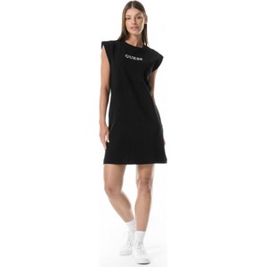 Czarna sukienka Guess z krótkim rękawem z dżerseju t-shirt