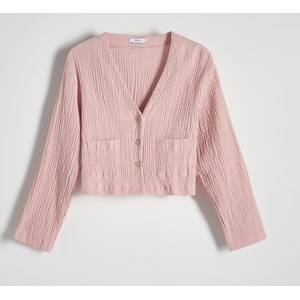 Różowa koszula Reserved w stylu casual z bawełny