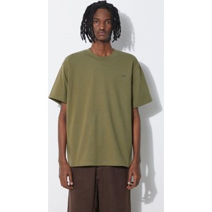 Zielony t-shirt Adidas Originals z krótkim rękawem z bawełny w sportowym stylu