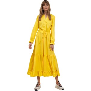 Żółta sukienka Nife w stylu casual maxi