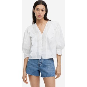 Bluzka H & M z tkaniny z długim rękawem w stylu casual