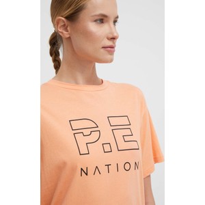 Pomarańczowa bluzka P.e Nation z bawełny z krótkim rękawem z okrągłym dekoltem
