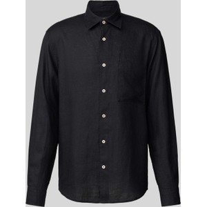 Czarna koszula Marc O'Polo z lnu w stylu casual z klasycznym kołnierzykiem