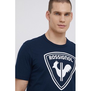 Granatowy t-shirt ROSSIGNOL w młodzieżowym stylu z krótkim rękawem