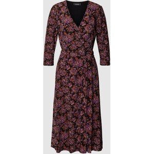 Sukienka Ralph Lauren z długim rękawem midi z dekoltem w kształcie litery v