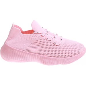 Różowe buty sportowe Pantofelek24.pl z płaską podeszwą sznurowane