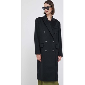 Czarny płaszcz Calvin Klein z wełny bez kaptura długi