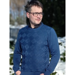 Niebieski sweter M. Lasota z okrągłym dekoltem z bawełny w stylu casual