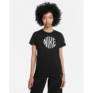 Czarny t-shirt Nike z okrągłym dekoltem z krótkim rękawem