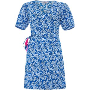 Niebieska sukienka Zwillingsherz prosta w stylu casual z dekoltem w kształcie litery v