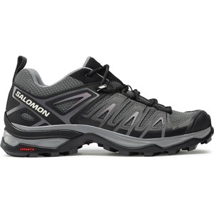 Czarne buty trekkingowe Salomon z płaską podeszwą sznurowane