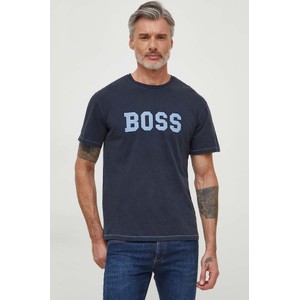 Granatowy t-shirt Hugo Boss w młodzieżowym stylu z krótkim rękawem