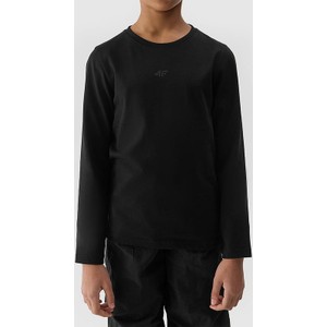 Czarna koszulka dziecięca 4F dla chłopców z bawełny