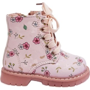 Różowe buty dziecięce zimowe ButyModne sznurowane dla dziewczynek