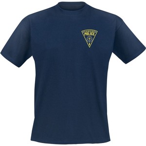 Niebieski t-shirt Emp z bawełny z nadrukiem w młodzieżowym stylu