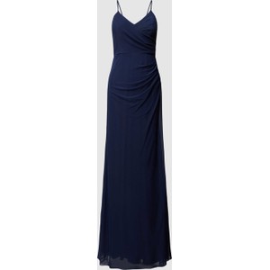 Granatowa sukienka Troyden Collection z dekoltem w kształcie litery v maxi na ramiączkach