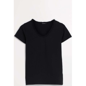 Czarny t-shirt Greenpoint z krótkim rękawem w stylu casual z dekoltem w kształcie litery v