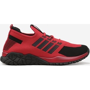 Czerwone buty sportowe born2be sznurowane w sportowym stylu