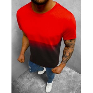Czerwony t-shirt Ozonee z krótkim rękawem w stylu casual